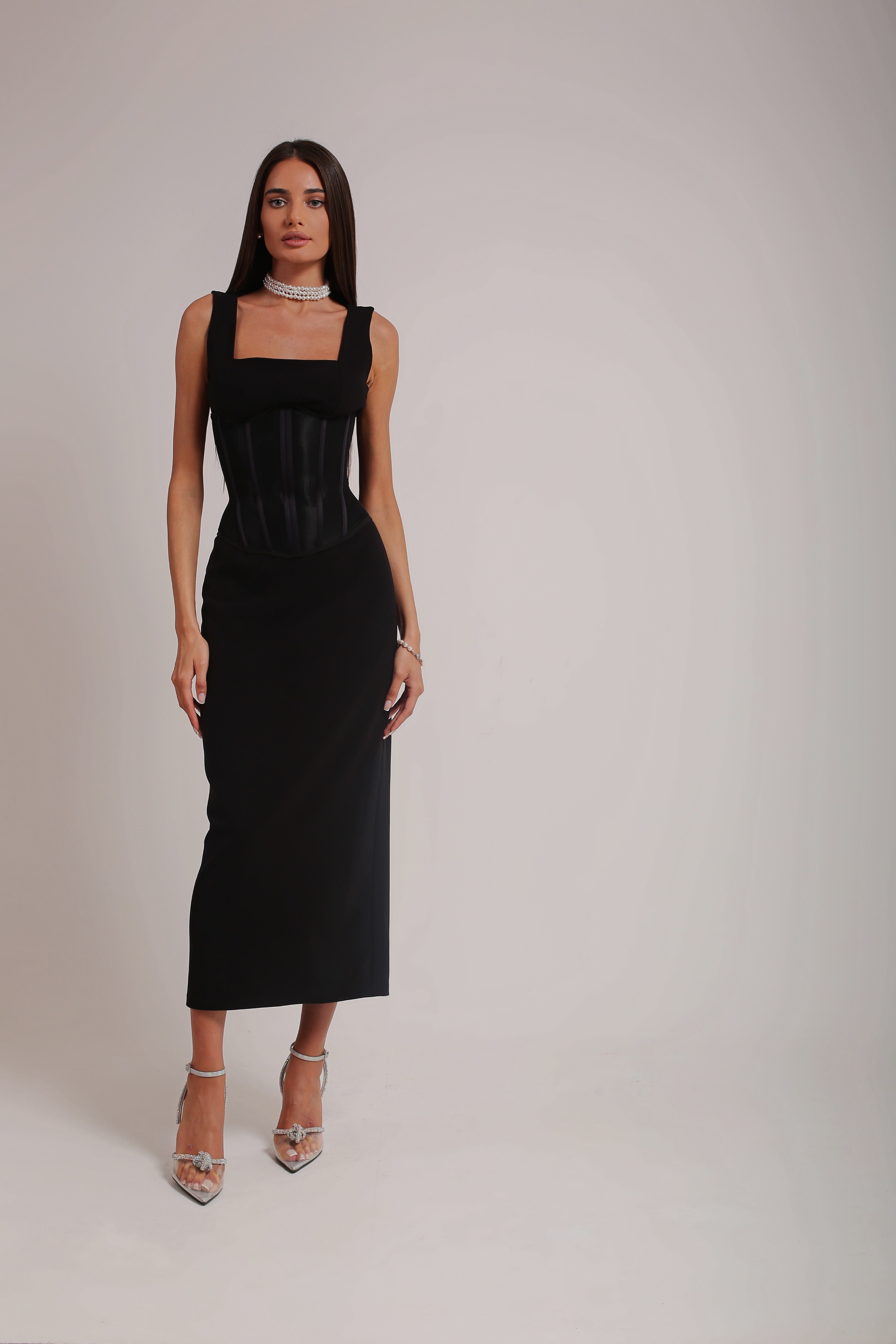 Versa Lux Midi Dress With Detachable Corset