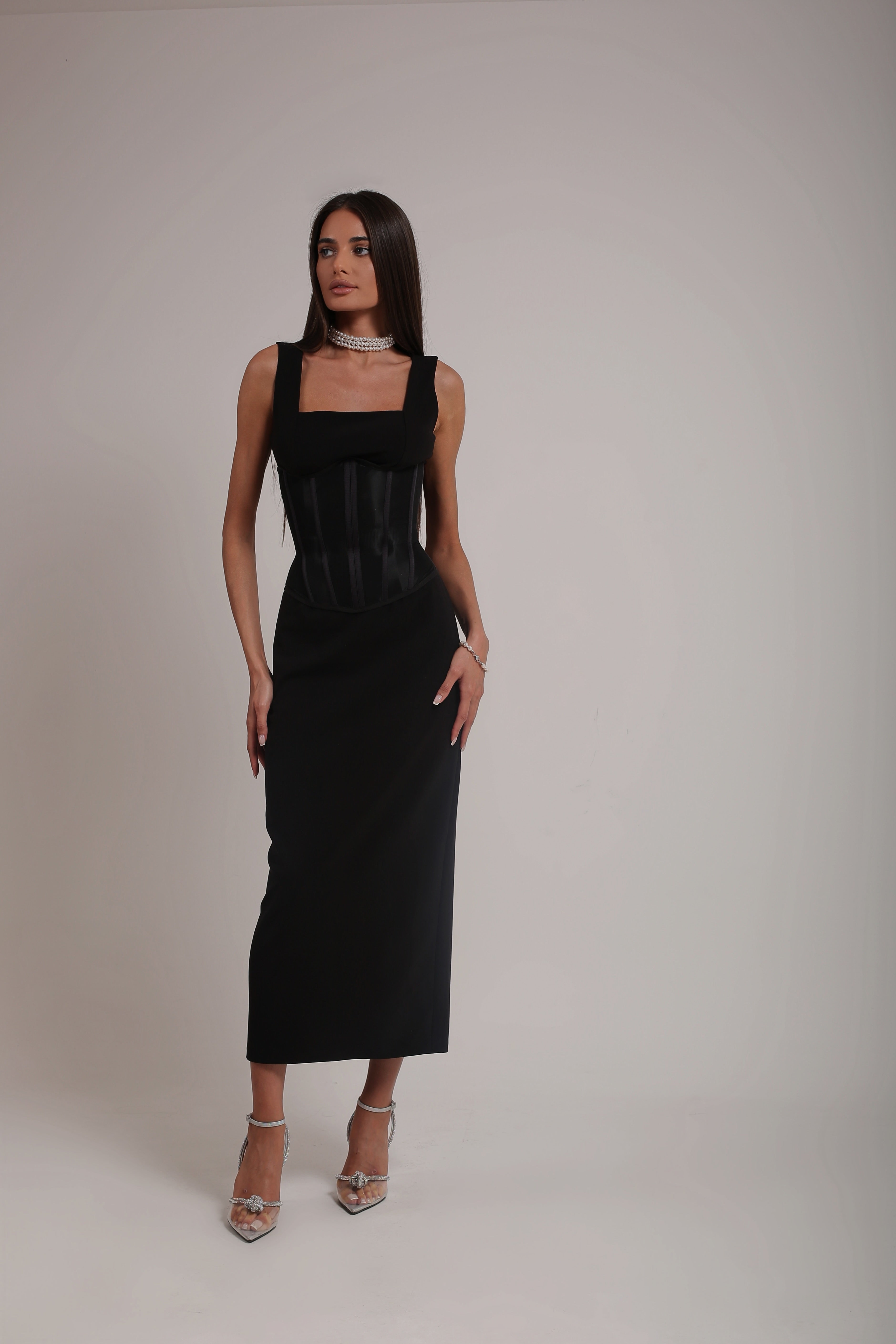Versa Lux Midi Dress With Detachable Corset