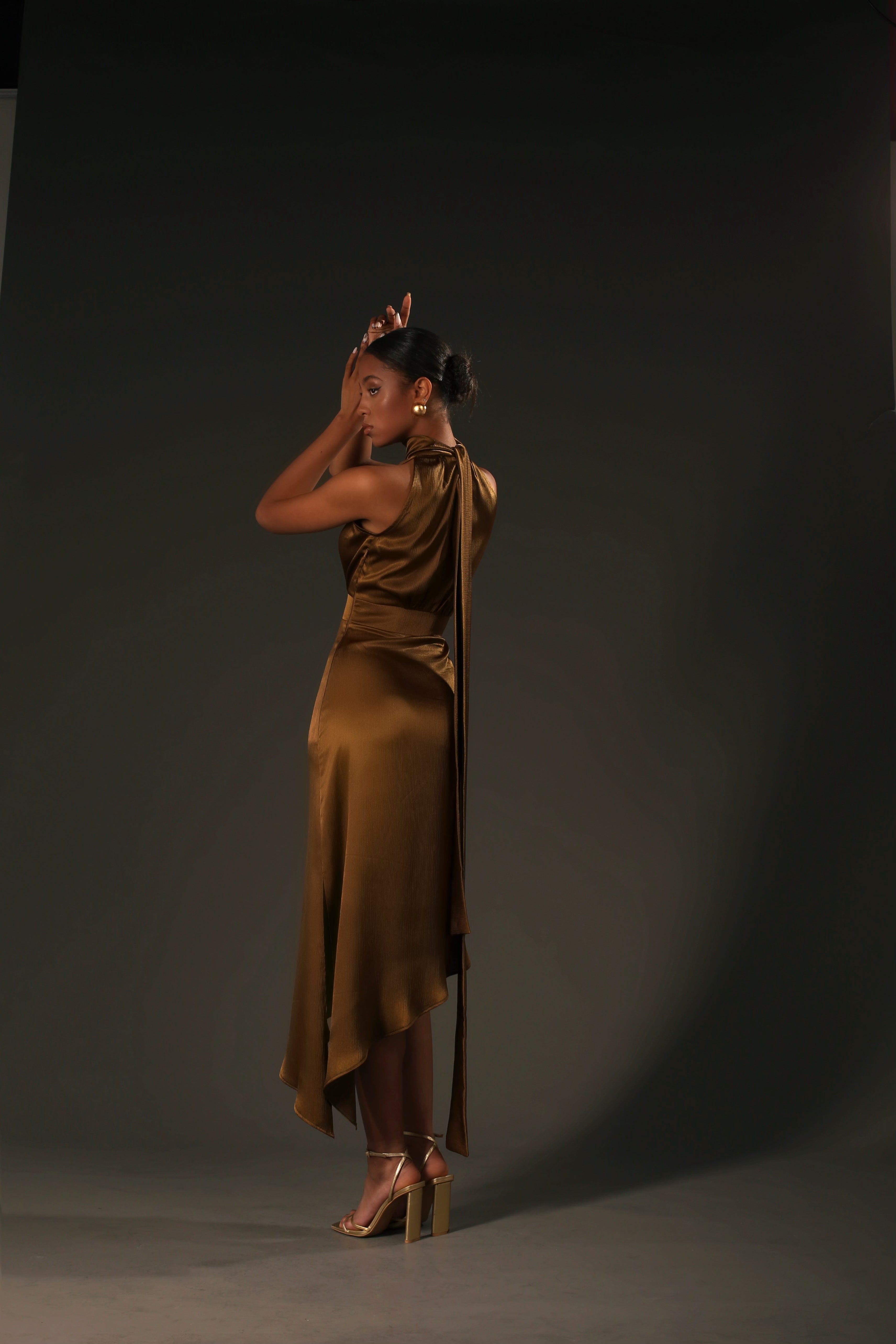 Amber Satin Asymmetrical Dress