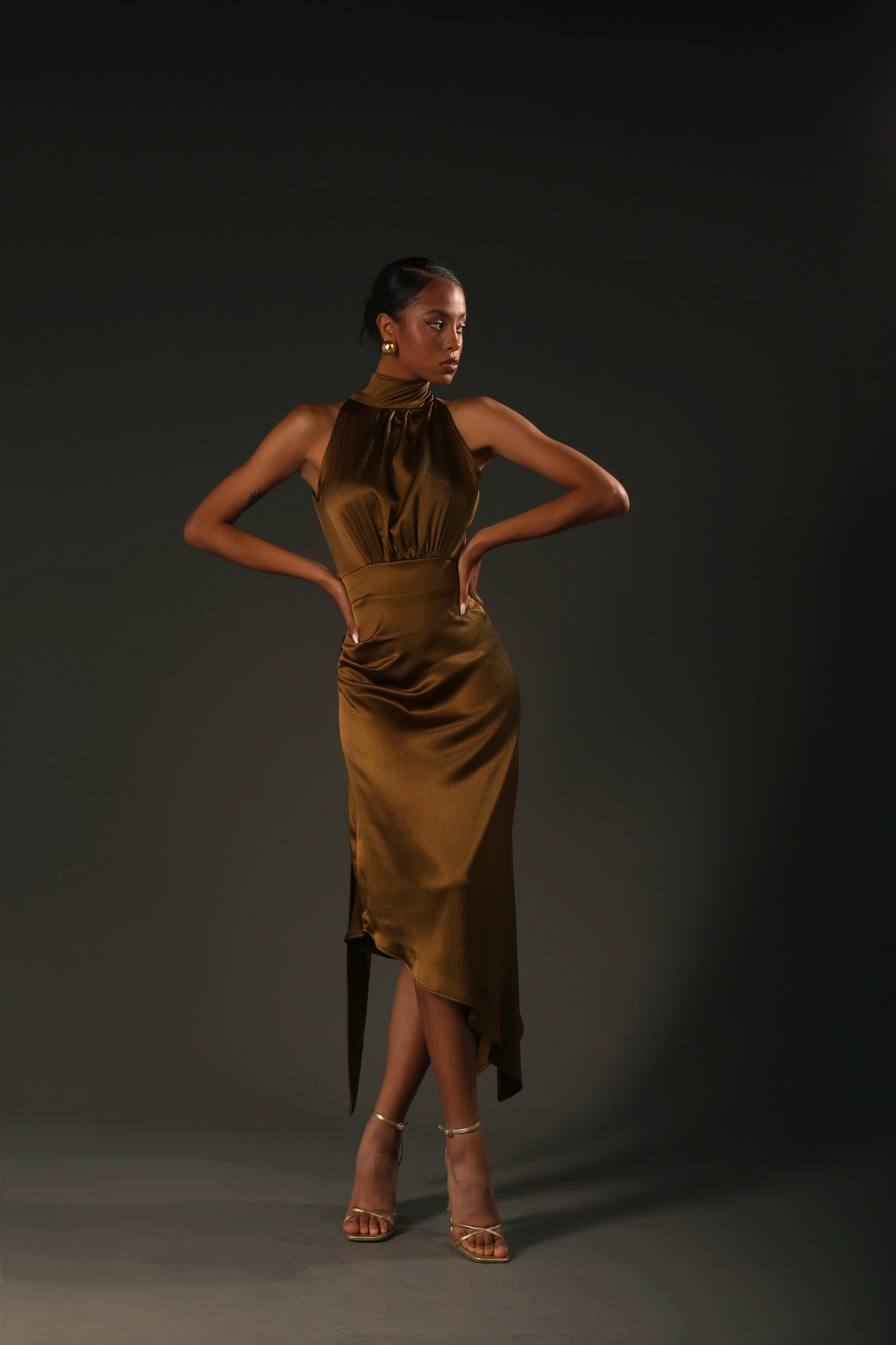Amber Satin Asymmetrical Dress