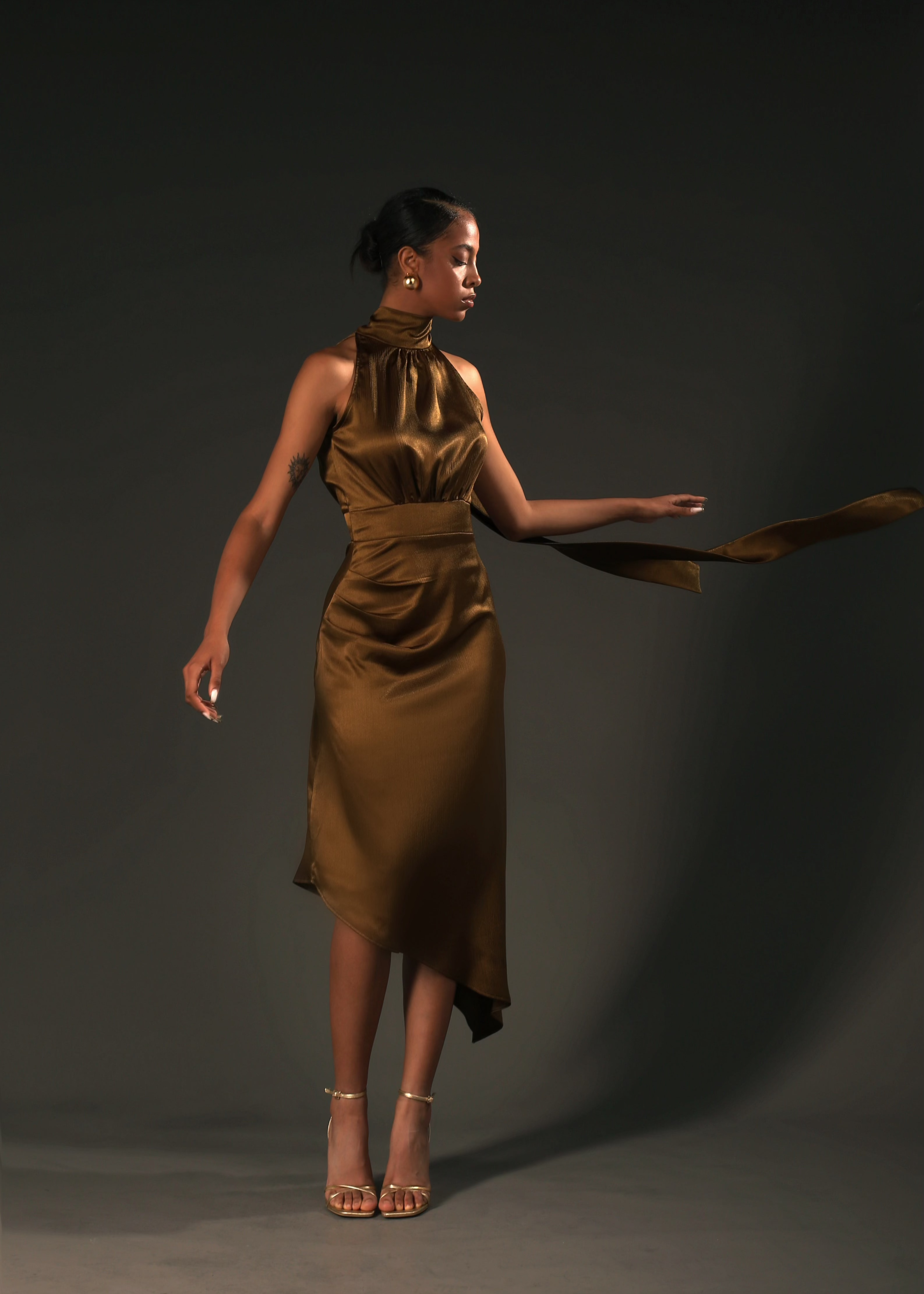 Amber Satin Asymmetrical Dress