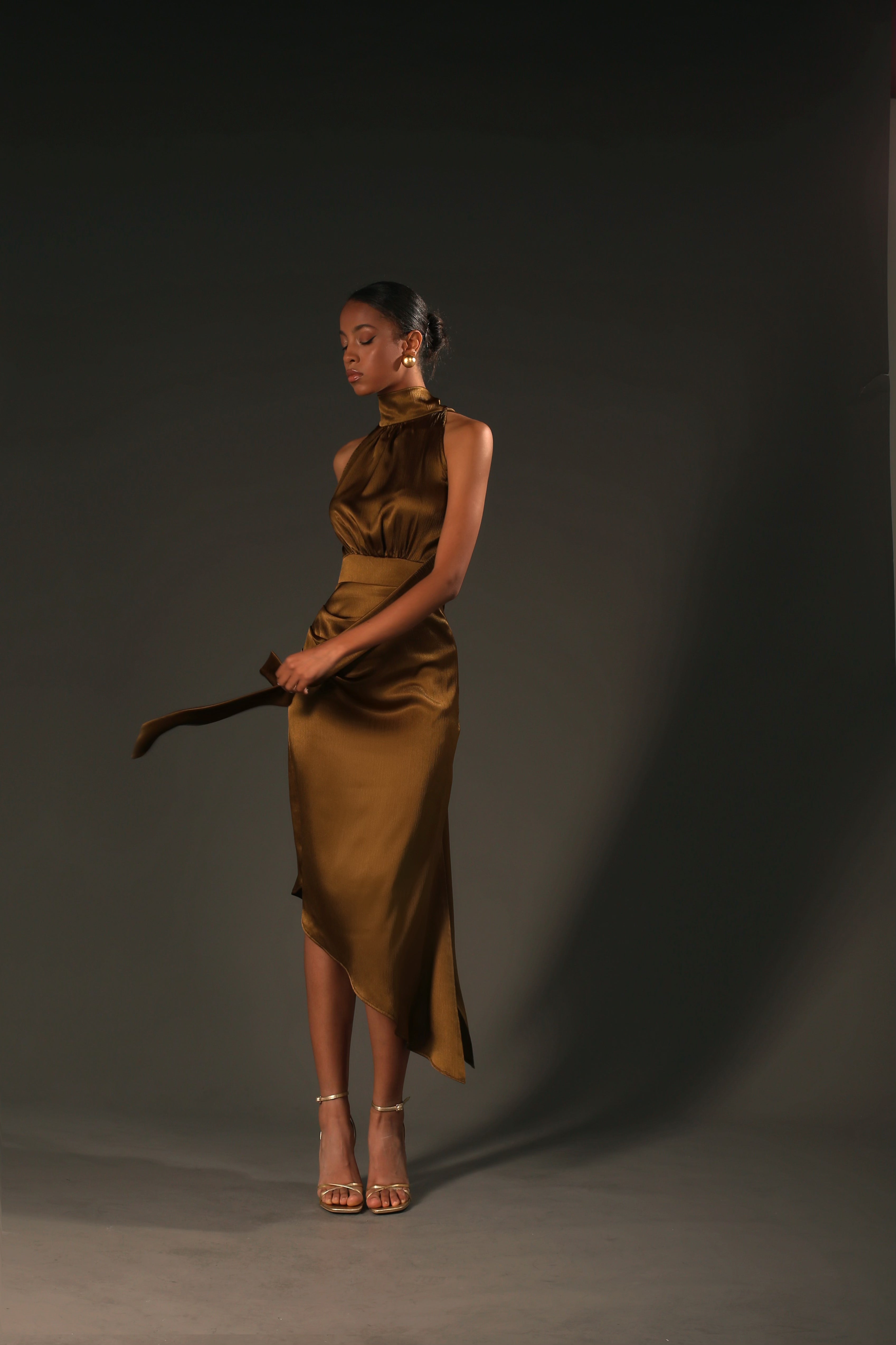 Amber Satin Asymmetrical Dress