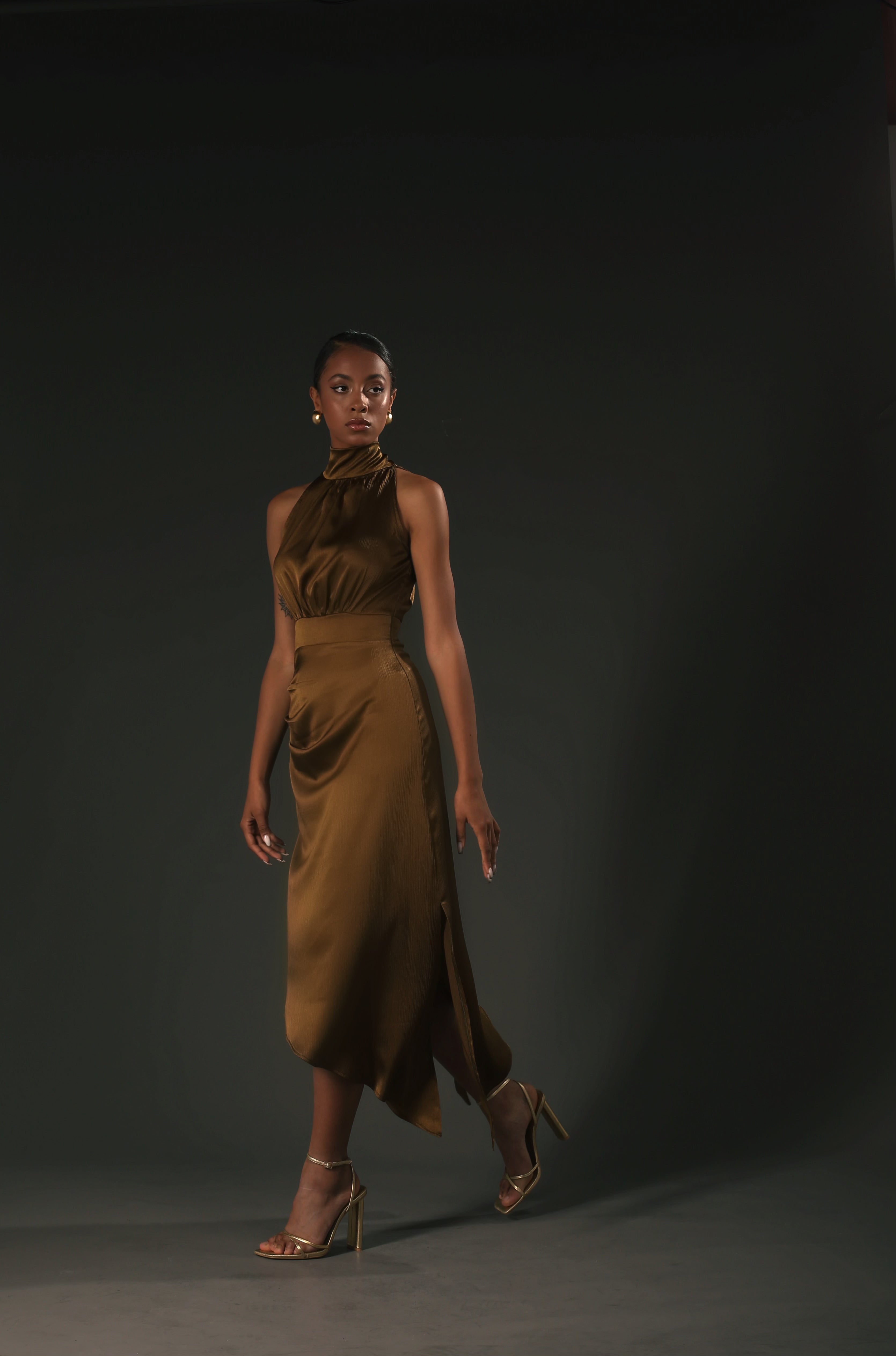 Amber Satin Asymmetrical Dress