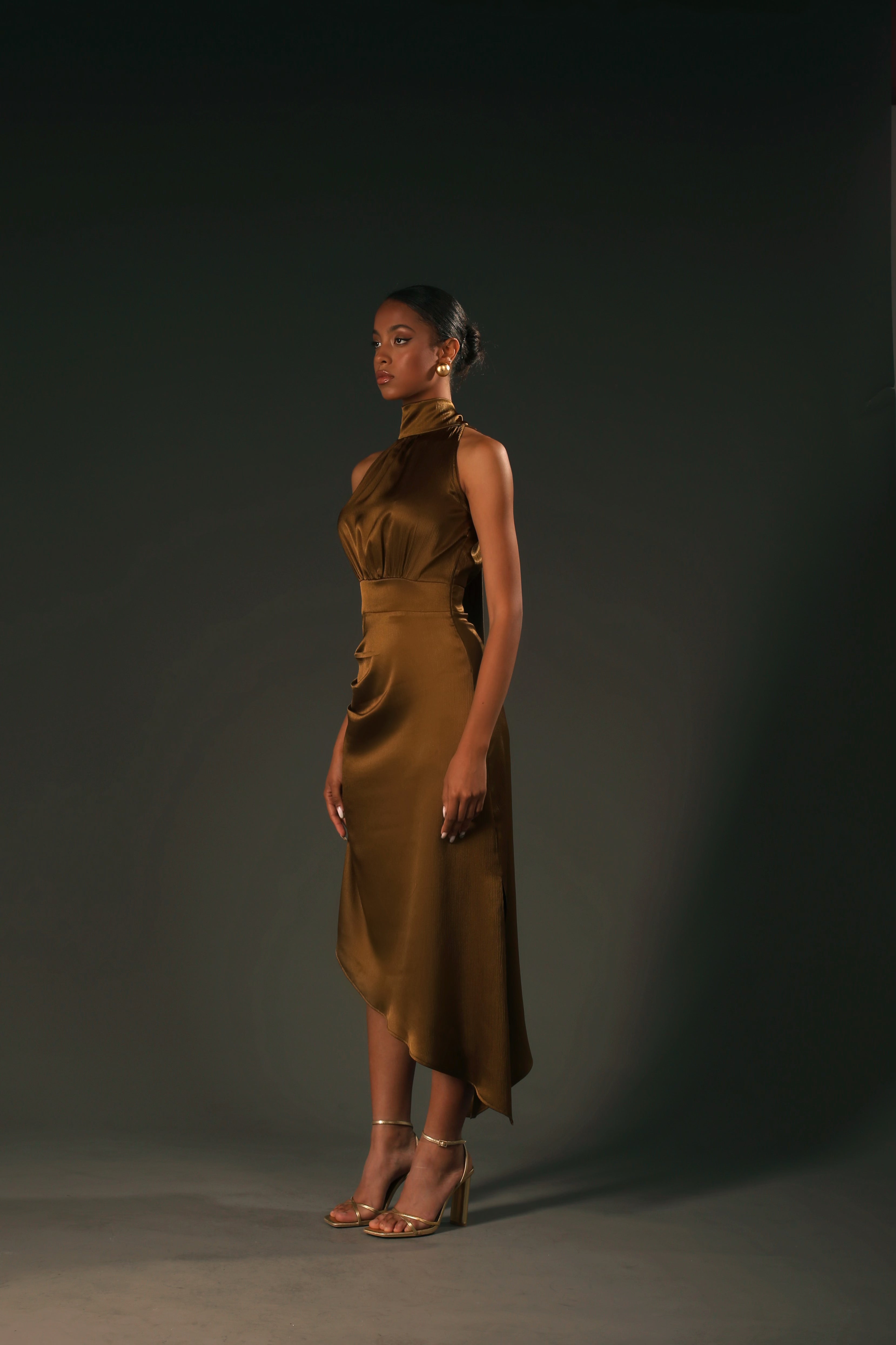 Amber Satin Asymmetrical Dress