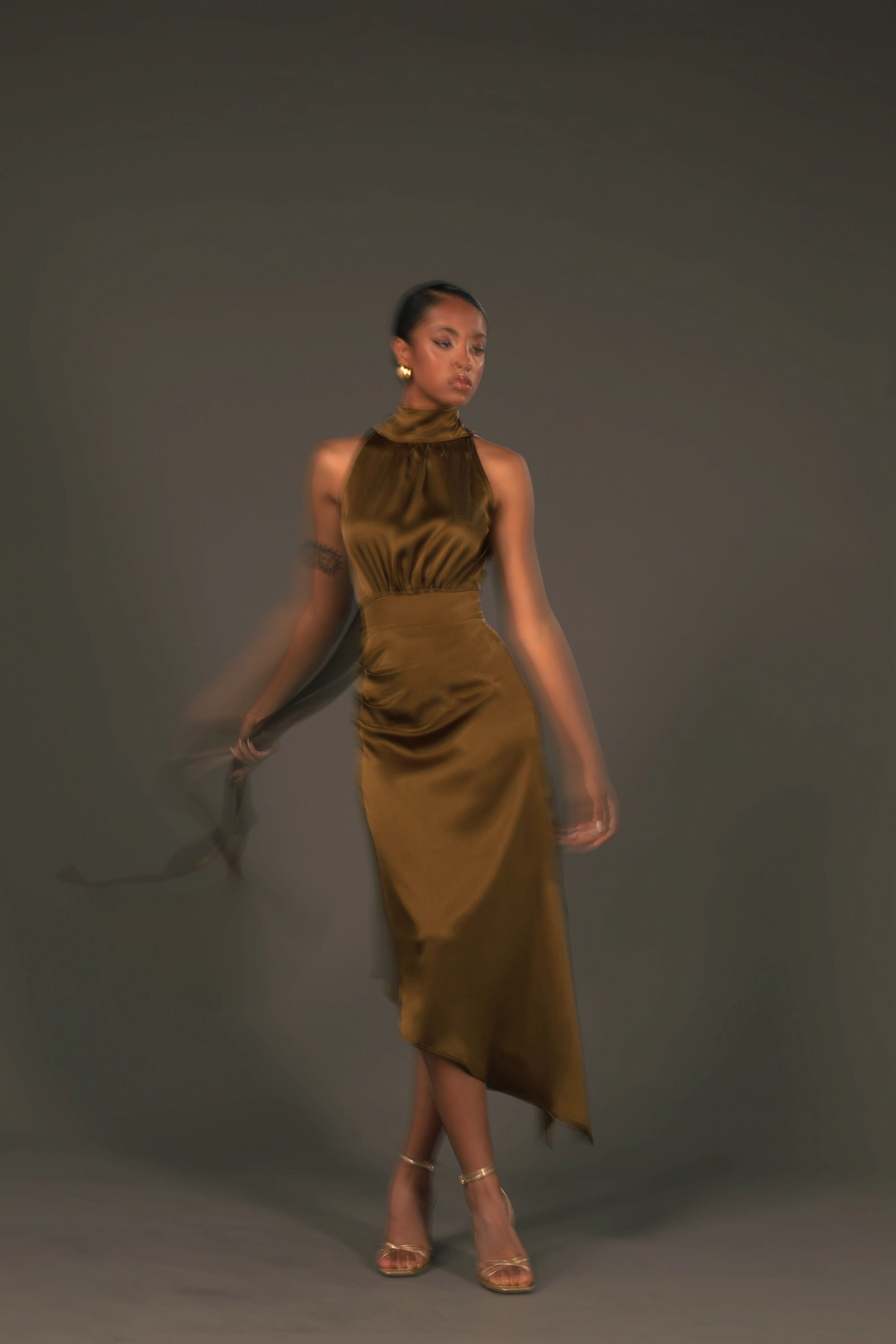 Amber Satin Asymmetrical Dress
