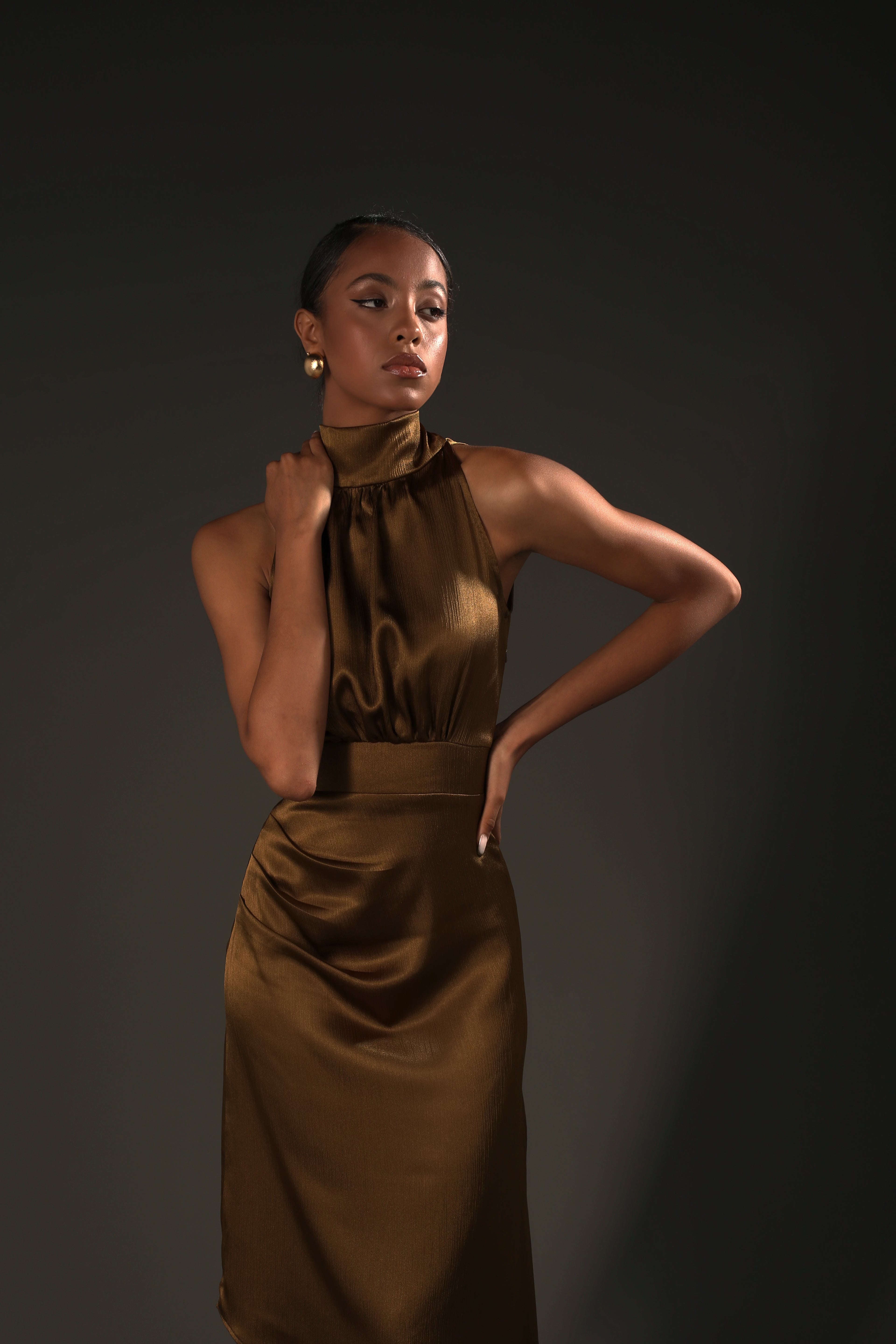 Amber Satin Asymmetrical Dress