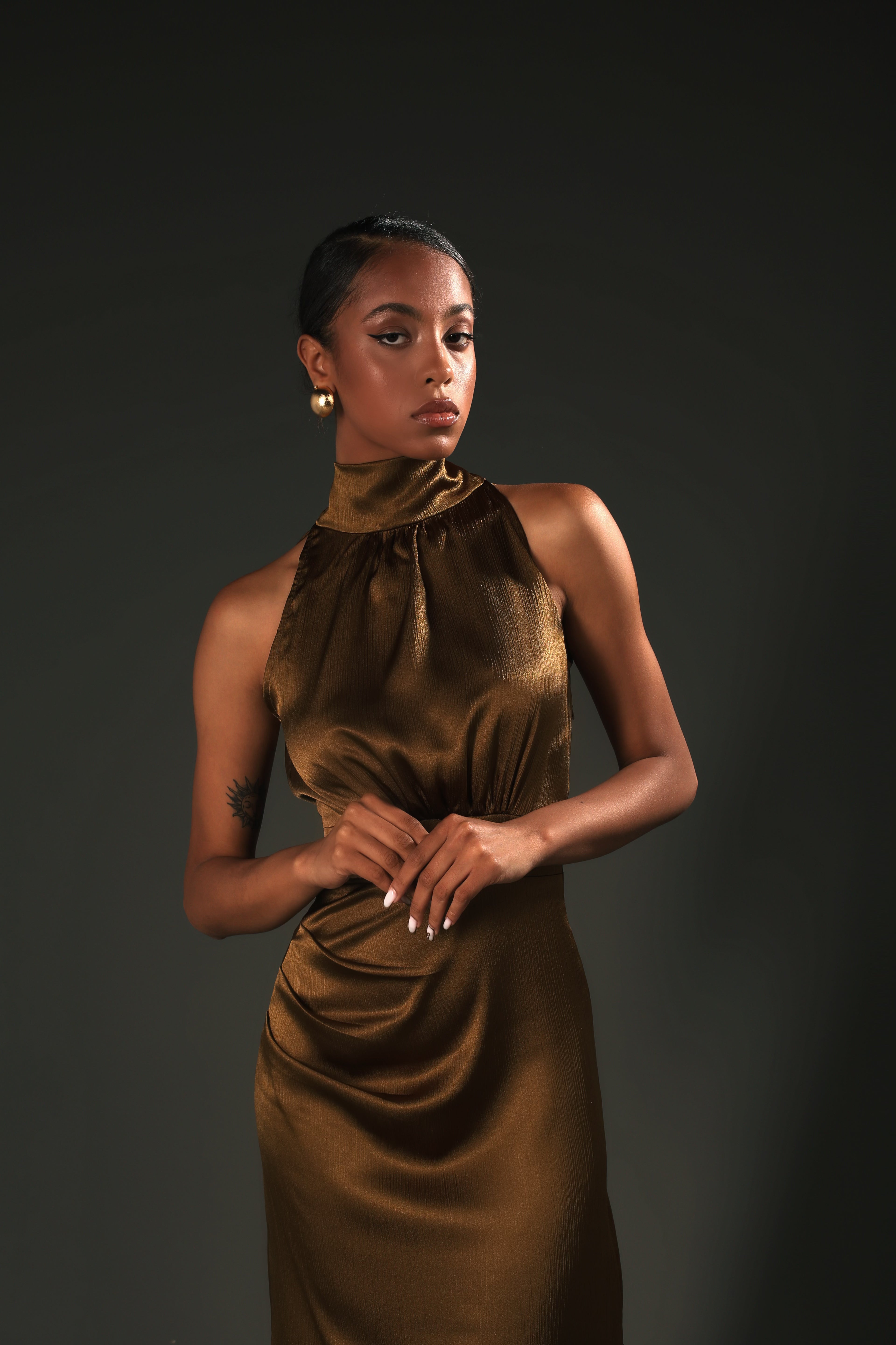 Amber Satin Asymmetrical Dress