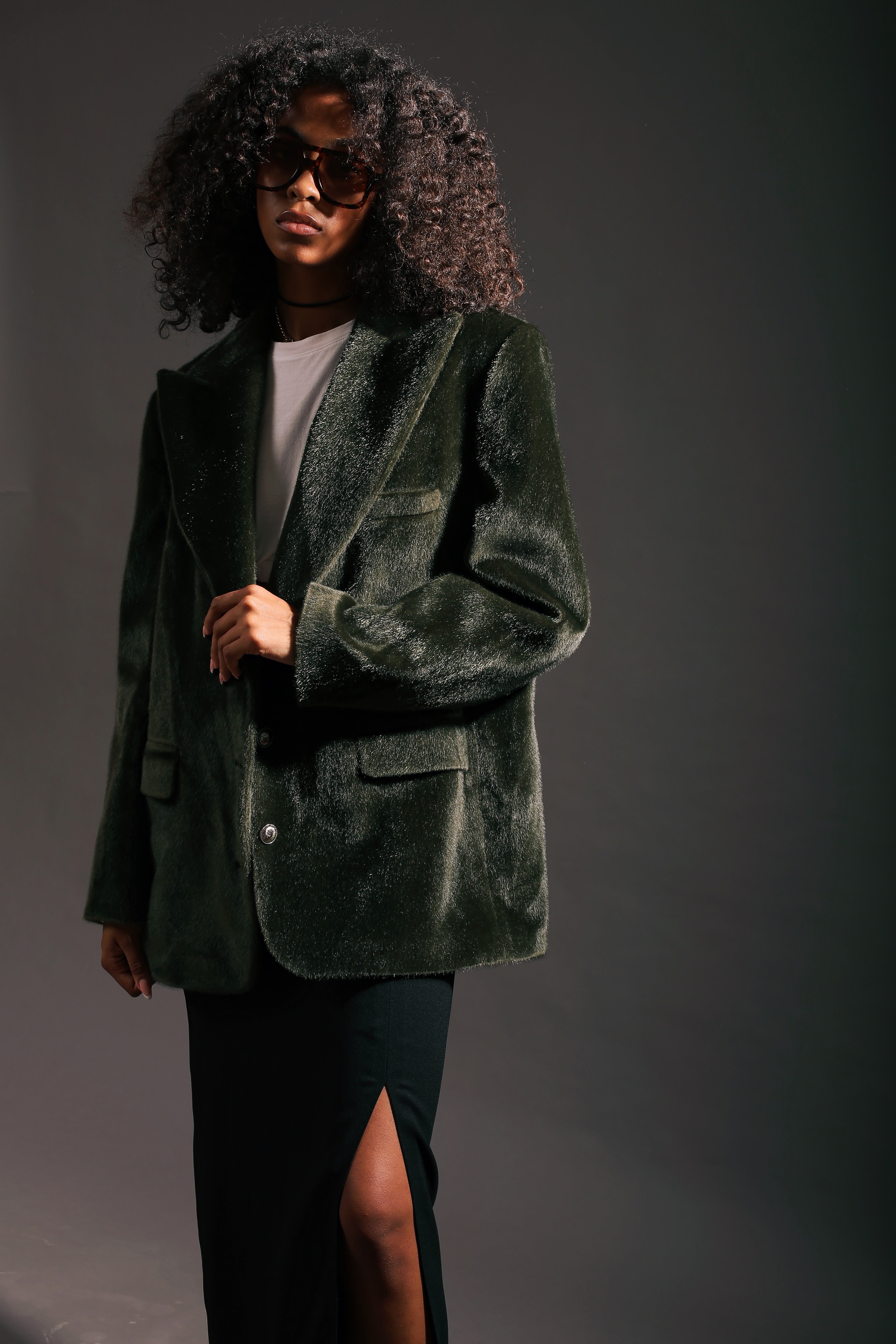 Hand-Crafted Green Semi-Furry Jacket