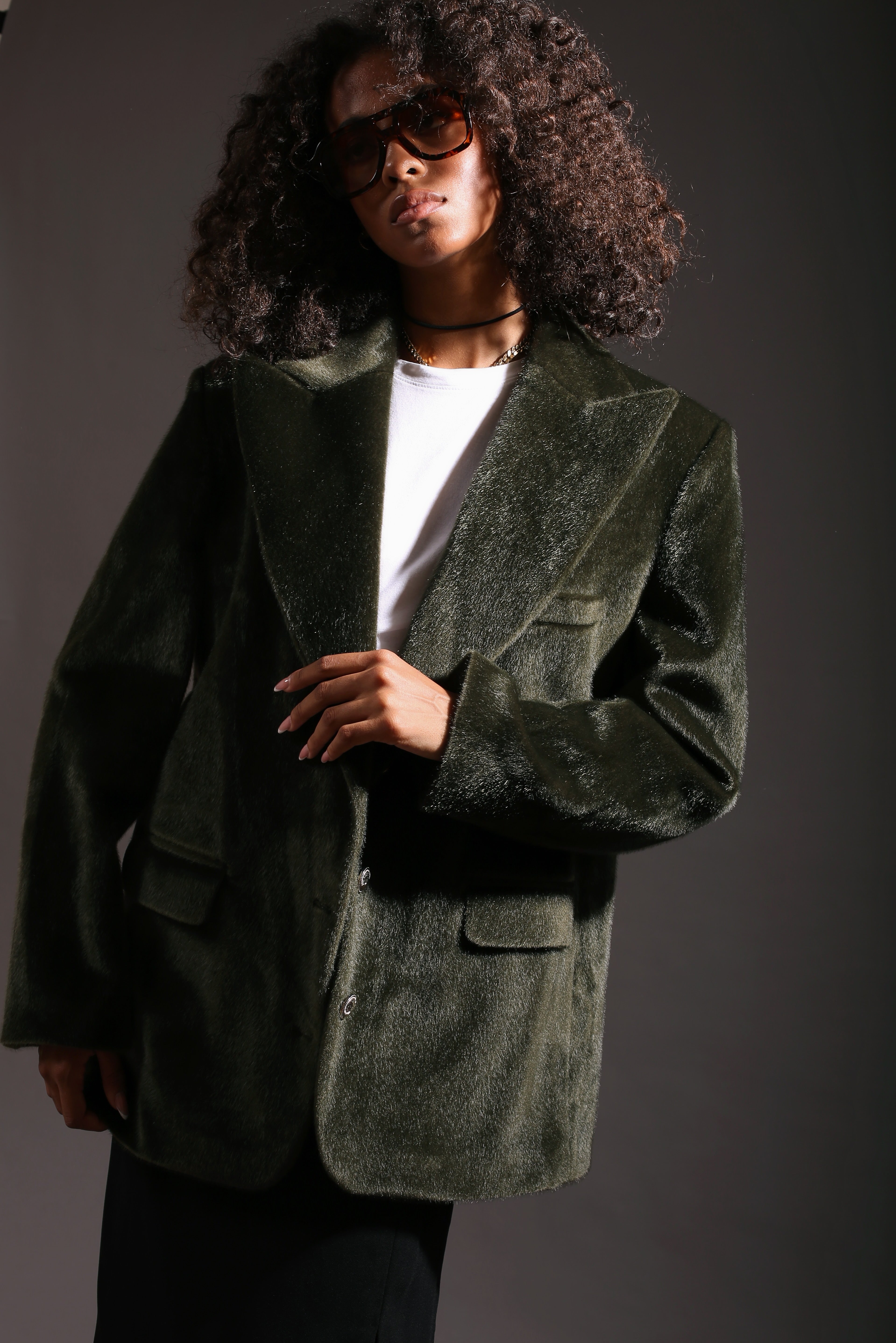 Hand-Crafted Green Semi-Furry Jacket