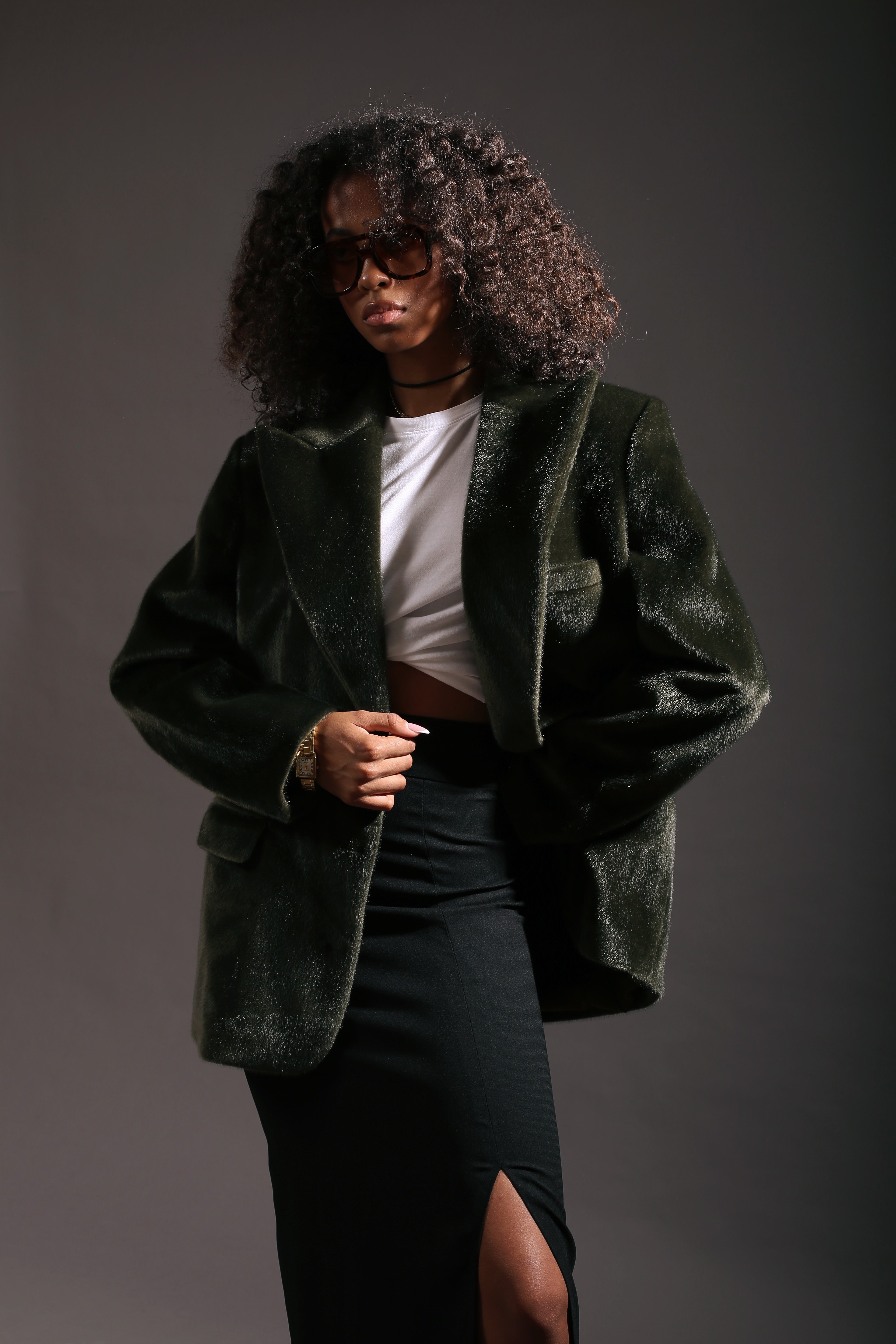 Hand-Crafted Green Semi-Furry Jacket