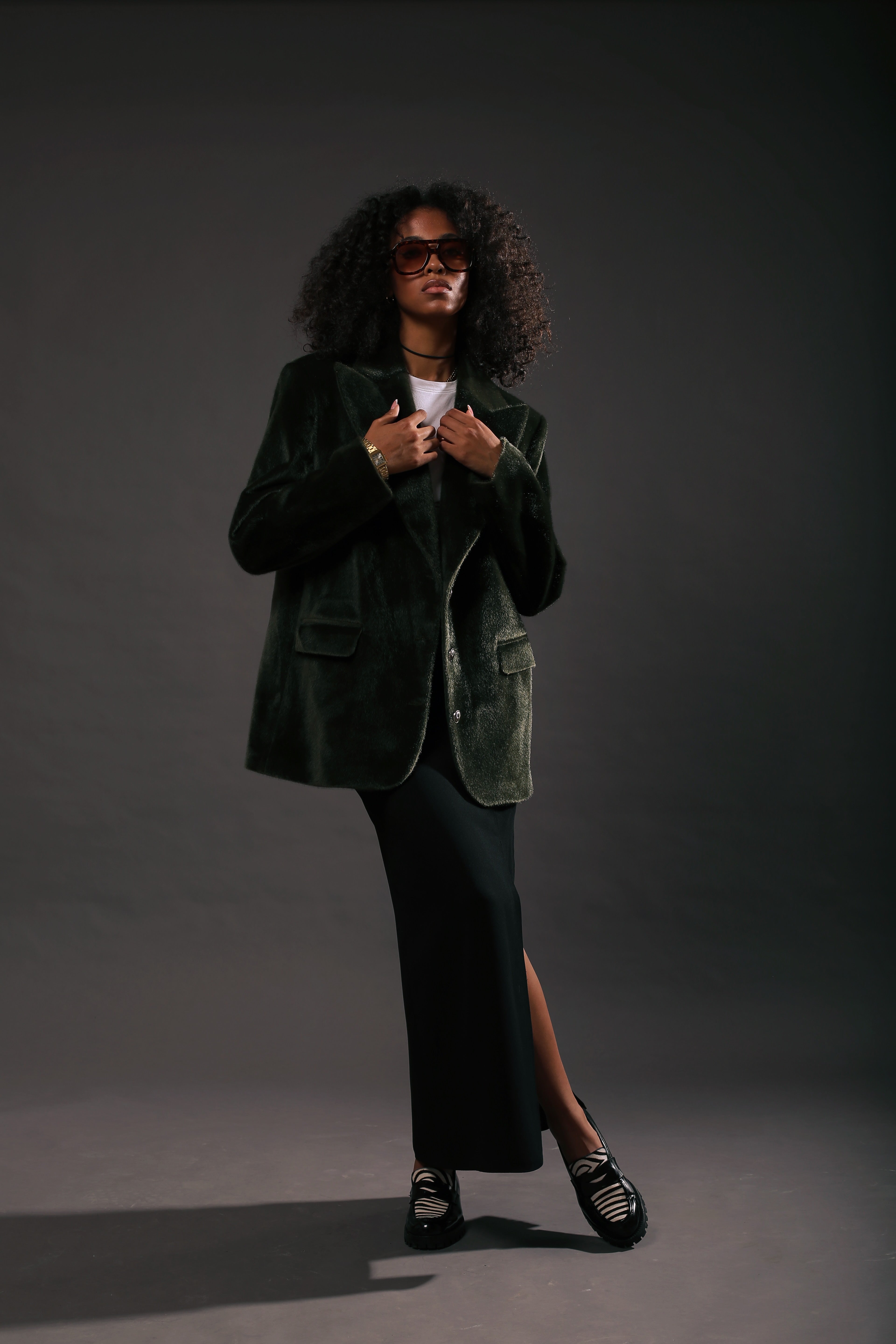 Hand-Crafted Green Semi-Furry Jacket