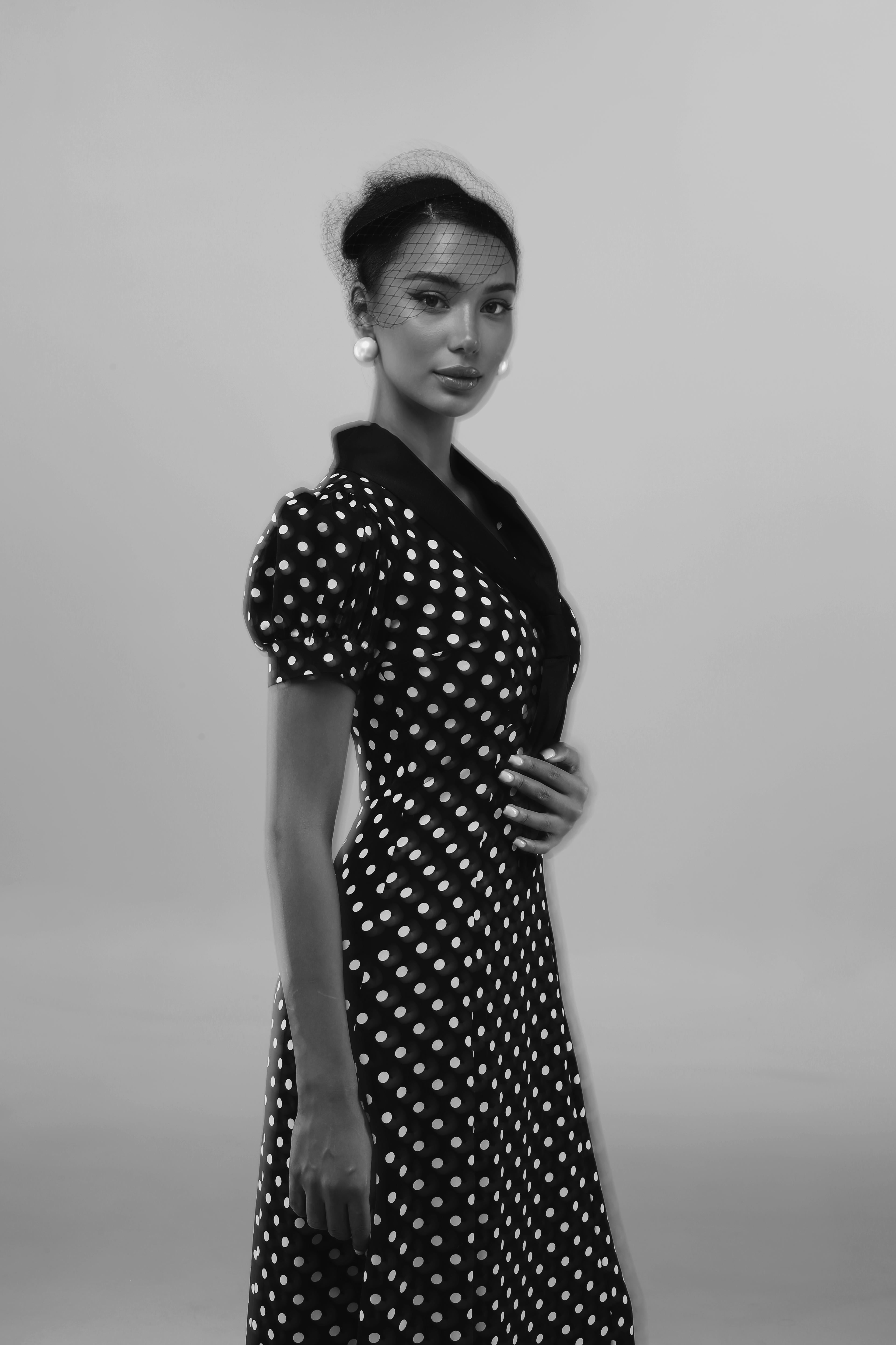 Black Ascot Polka Dot Dress