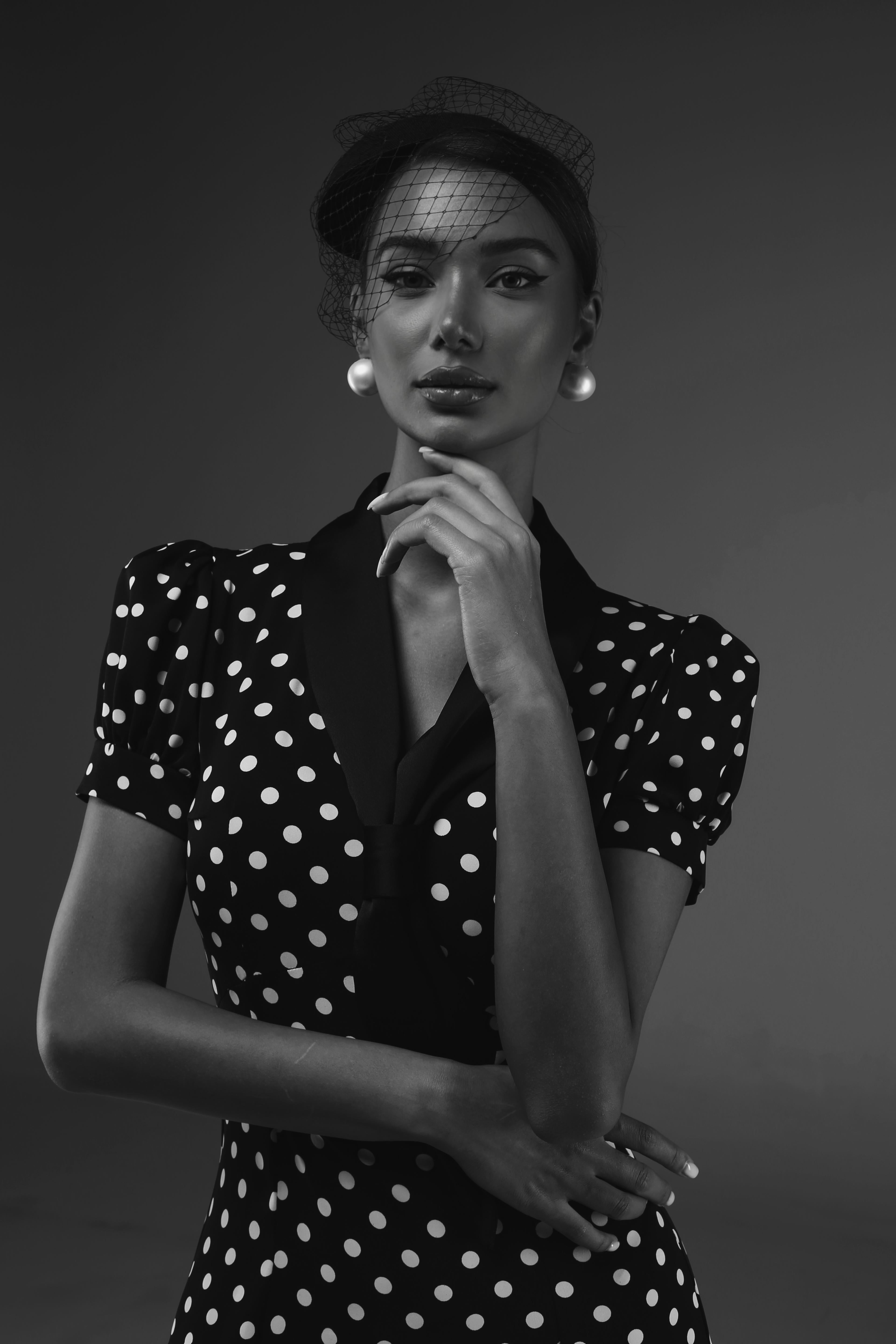 Black Ascot Polka Dot Dress