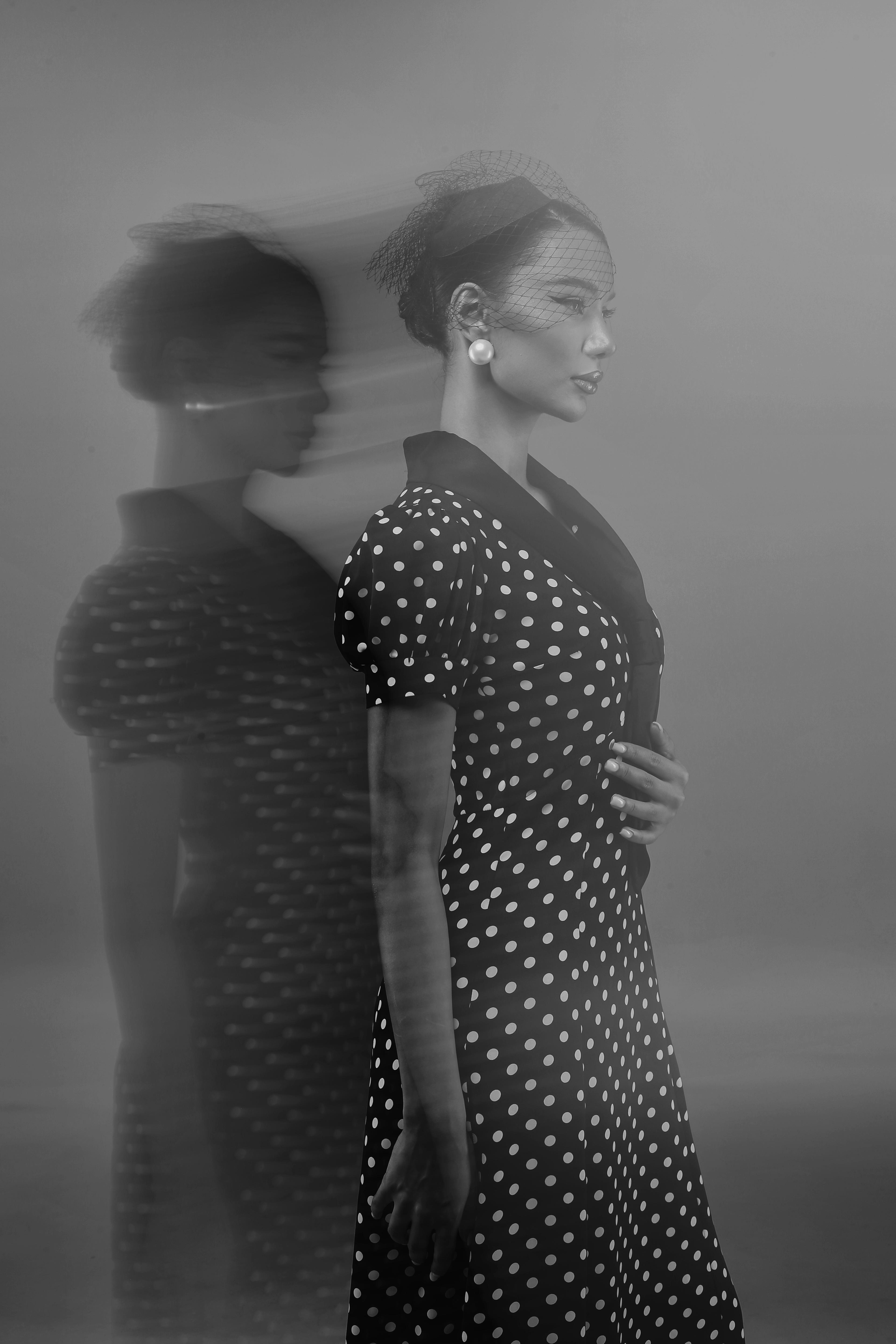 Black Ascot Polka Dot Dress