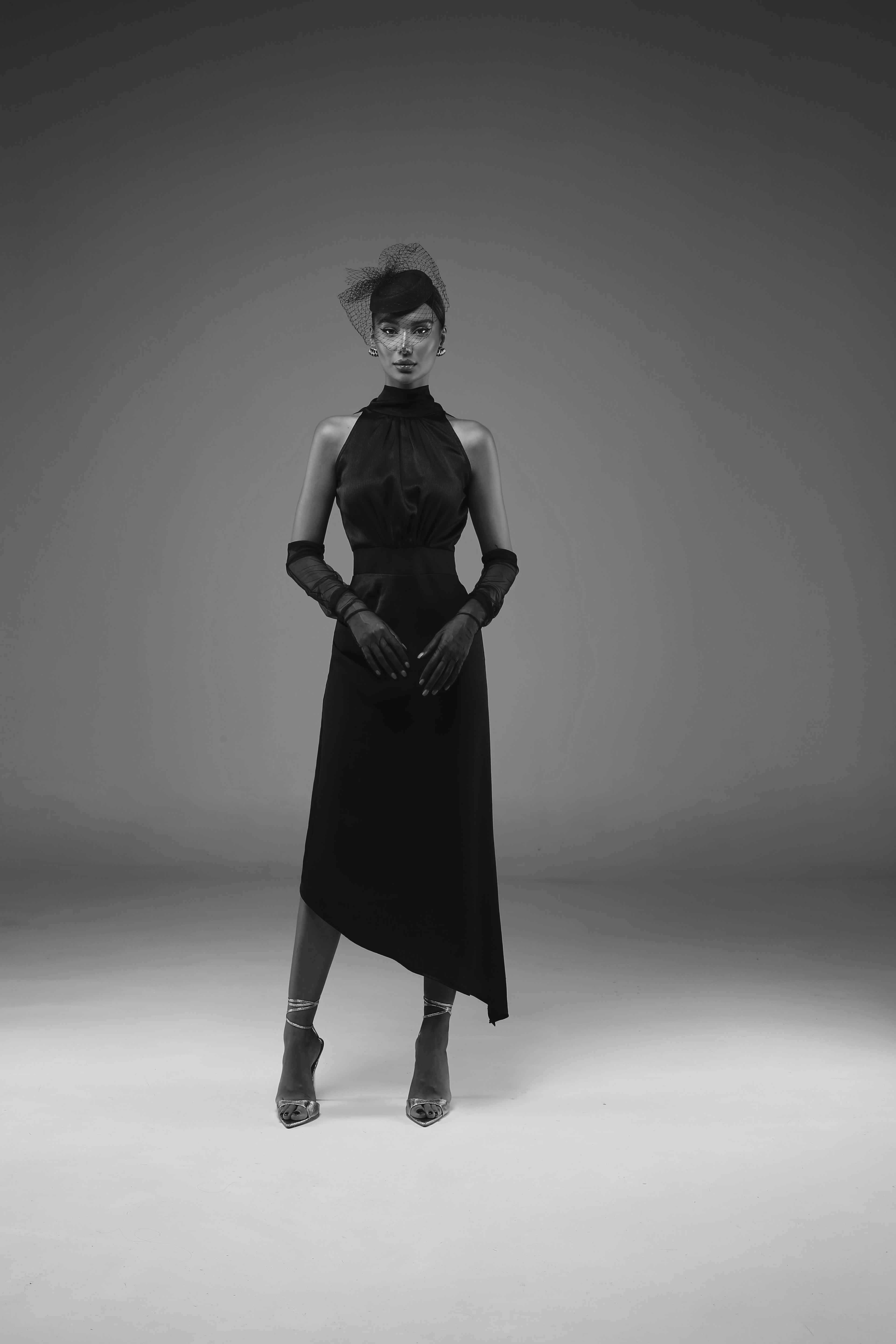 The Black Nacre Draped Dress